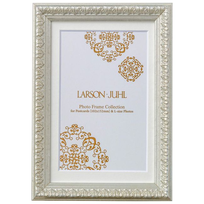 Larson Jules LJPF0108 Charme A5 (Medium Format = Inner Dimensions 5.0 x 8.3 inches (152 x 212 mm)), Includes Postcard Insert Mat (Window Dimensions 3.7 x 5.6 inches (94 x 142 mm), Silver