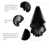 FRCOLOR Black Wedding Veil Long Lace Veils Embroidered Veil Wedding with Comb for Halloween,Party