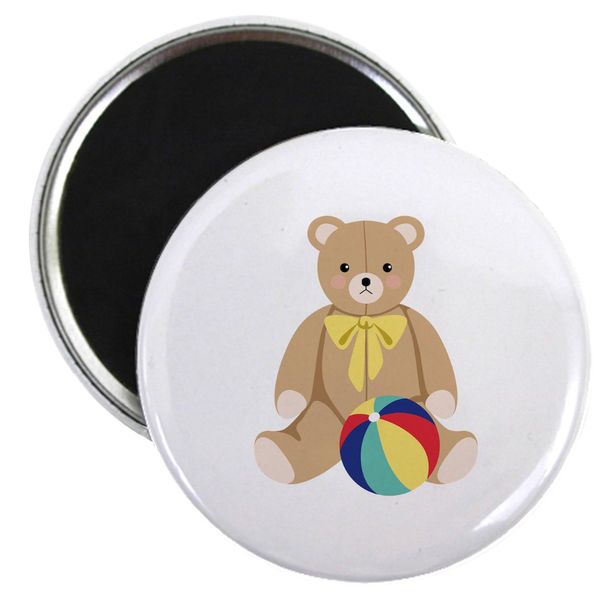 CafePress Teddy Bear & Ball Magnets 2.25" Round Magnet (10 pack)