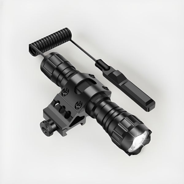 2500 Lumen Tactical Flashlight with Picatinny Rails Mount and Pressure Switch
