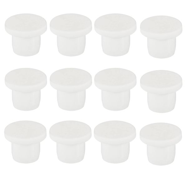 uxcell Silicone Rubber Hole Plug, White, Soft Flexible Stopper, 9-10mm Hole Size, 18 Pieces