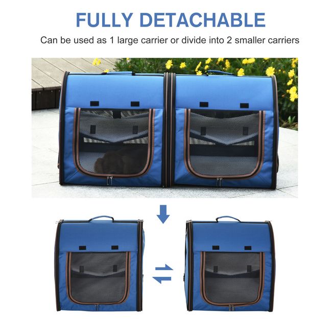 Large Portable Double Cat Pet Carrier Kennel Bag Oxford Travel Car Seat