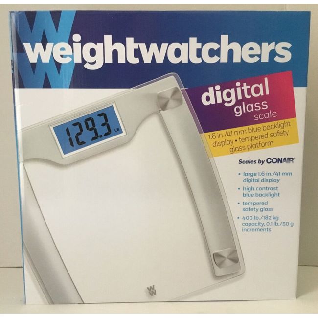 WW Scales by Conair Digital Glass Bathroom Scale 400 Lbs. Capacity Silver  Frame