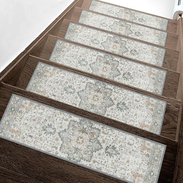 Carpet Stair Treads Non Slip 4PCS, 8" X 30" Edging Stair Runner for Wooden Steps