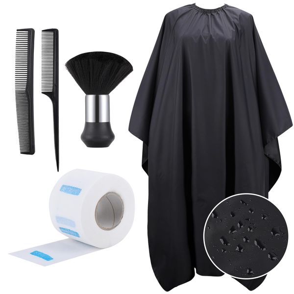 Segbeauty Hair Cutting Cape for Hairstylist, 55" x 63" Water-proof Black Salon Capes for Clients, Professional Barber Capes with Adjustable Neck Size, Hair Capes with Neck Straps Neck Duster Brush