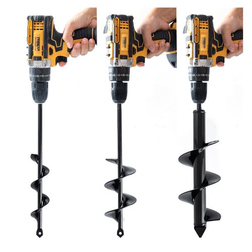 VASGOR Set 3 (1.6x12", 2.6x12", 3.5x12") Auger Drill Bit for Planting - Easy Planter Garden Auger - Bulb & Bedding Plant Augers - Posthole Digger for 3/8” Hex Drive Drill