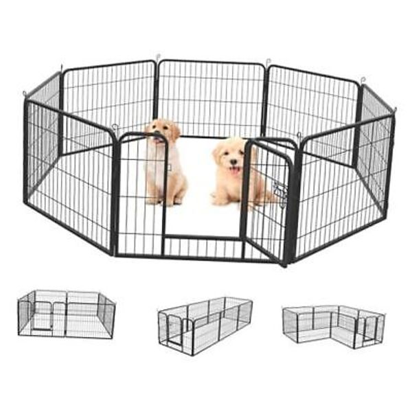 Dog Playpen Dog Pen Dog Kennel 8 Panel 24 Inch Hight Indoor 24 inch 8 Panels