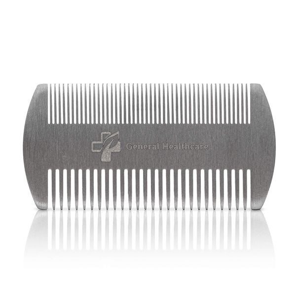 General Healthcare Metal Stainless Steel Hair Comb - Dual Action Lice, Hair, Beard