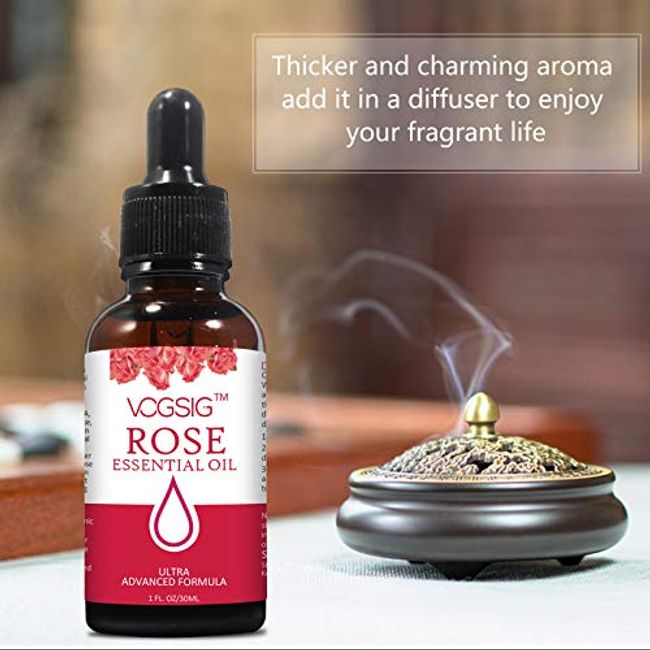 VOGSIG Rose Essential Oil 30ml - Aromatherapy, Skin Moisturizing,  Anti-Aging, Reduce Pigmentation, Quickly Absorbed