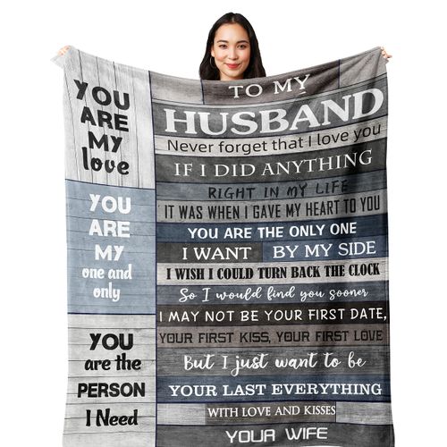 POQUSH Gifts for Him/Men/Husband,Husband Birthday Gift from Wife,Anniversary Romantic Presents I Love You Gifts Blanket 60x50in