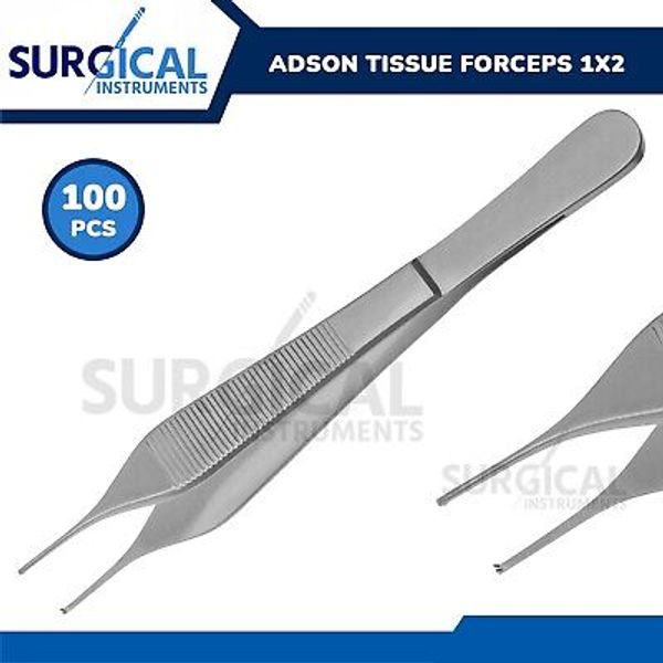 100 Pcs Adson Tissue Forceps Surgical Veterinary Instruments German Grade