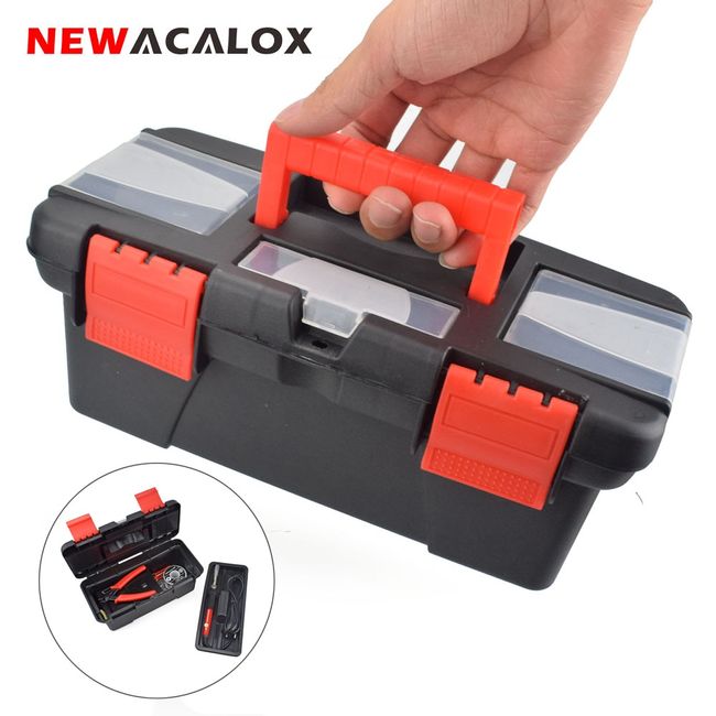 NEWACALOX Portable Hardware Storage Box 4-layer Parts Plastic Tool Box  Outdoor Toolbox for Repair Fishing