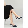 Greatonu Spitz Sandalen Slingback Kitten Absatz Pointed Toe Blau EU39