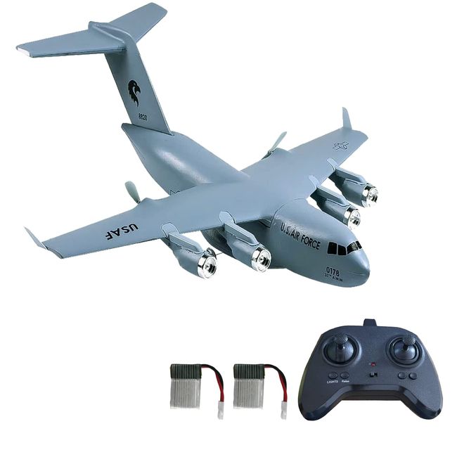 Eayaele RC Plane C-17 Remote Control Airplane Transport Ready to Fly 2 CH Toy for Kids Boys (Grey)