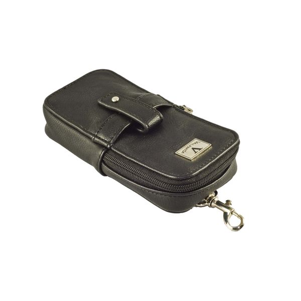 Valentia Cigars Case (holds 3 Cigars/Cutter/Lighter), Synthetic Black Leather