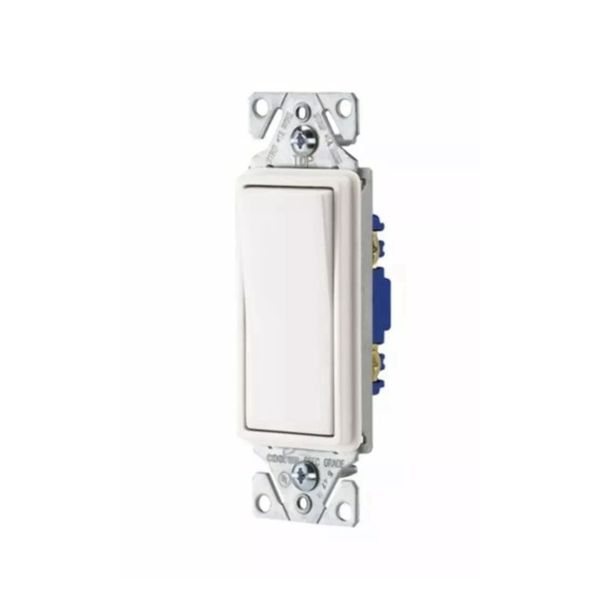 Eaton 7501W 15-Amp Single-Pole Rocker Light Switch, White