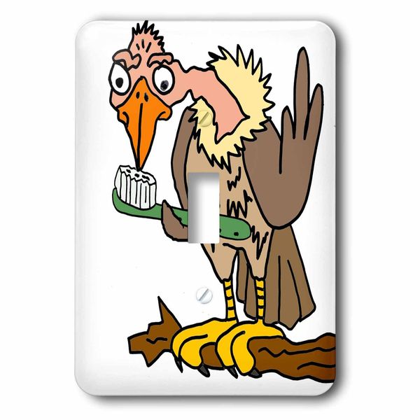 3dRose (lsp_256443_1) Single Toggle Switch Funny Cute Vulture or Buzzard with Toothbrush