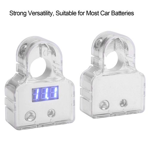 CAR BATTERY TERMINAL CONNECTORS KIT WITH DIGITAL VOLTMETER DISPLAY FOR VEHICLE ACCESSORY (B(silver))