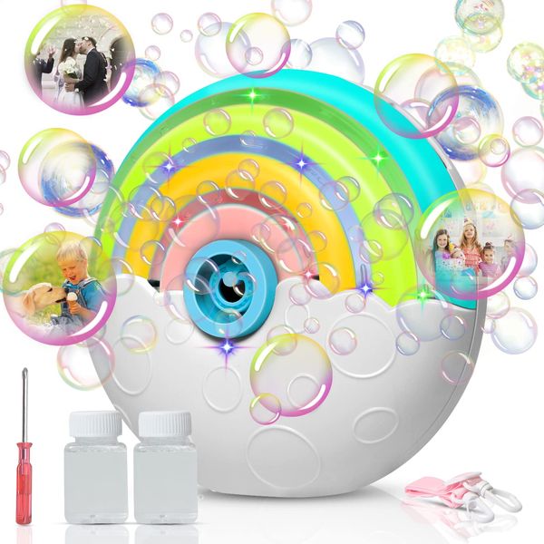 Panamalar Bubble Machine, Automatic Bubble Maker for Kids Portable Bubble Blower with 2000+ Bubbles/Min Silent Design for Outdoor Indoor Wedding Garden Birthday Party, 2 Bubble Solution Included