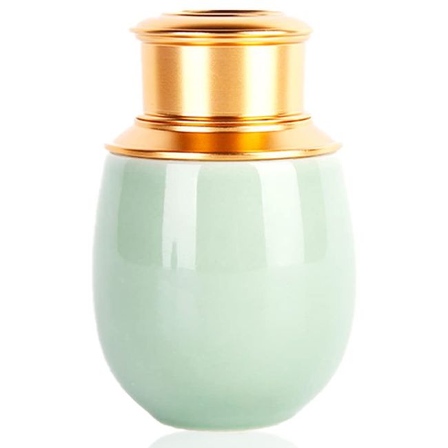 HIRAISM Mini Urn Urn for Ashes, Buddhist Altar, Bones & Divines, Hand Ceramic, Container, Screw Type, Capacity 7.1 oz (200 g) (Green)