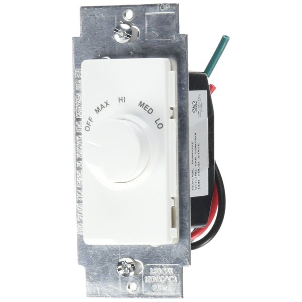 Leviton RTF01-10Z IllumaTech 1.5A Quiet Step Rotary Fan Speed Control, Single Pole, White/Ivory/Light Almond