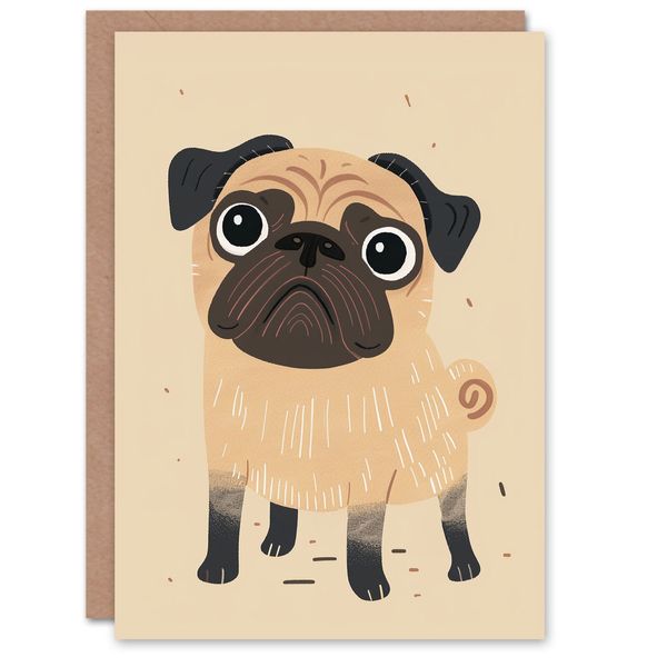 Birthday Card Cute Pug Dog Lover Puppy Pet For Child Kids Greeting Card