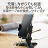Elecom P-DSCHOTBK Smartphone Stand, One-Touch Holder, Short Type, Black