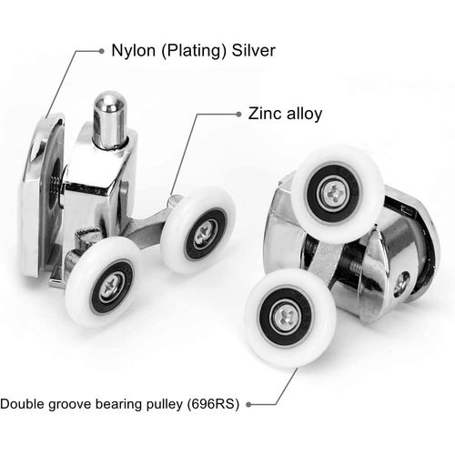 Set of 4 Double Shower Door Rollers/Runners/Guides/Wheels diameter 25mm (Model-B)