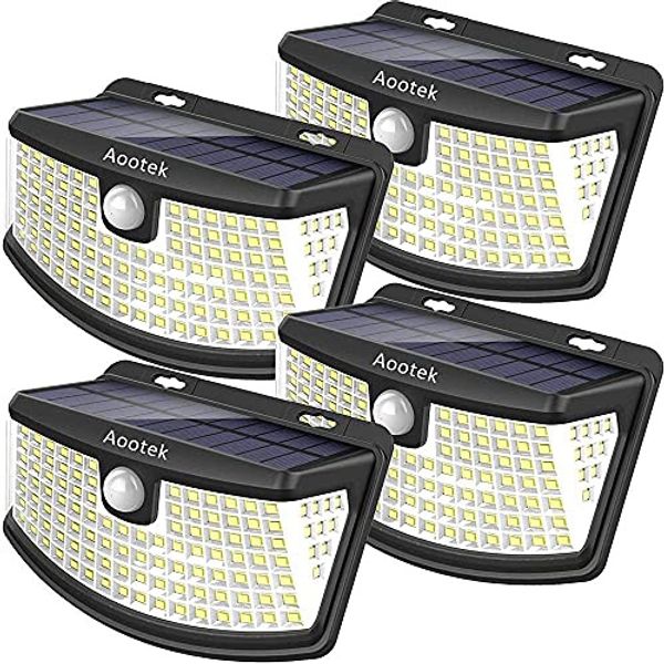 Aootek solar lights 120 Leds with lights reflector,270° Wide Angle, IP65 Lights