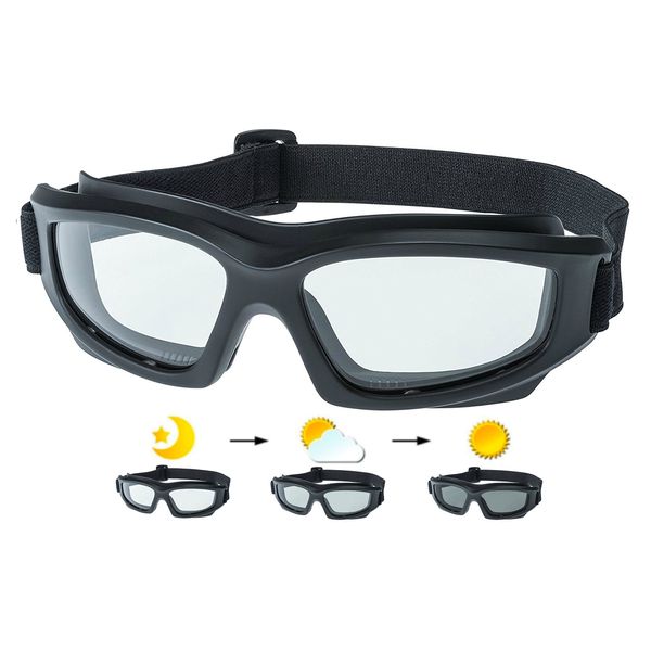 Get Lost Helmets Photochromic Motorcycle Goggles: Heavy Duty Riding Goggles No Foam Design w/Hard Case, Microfiber Cleaning Cloth & Pouch Included (Light Sensitive)