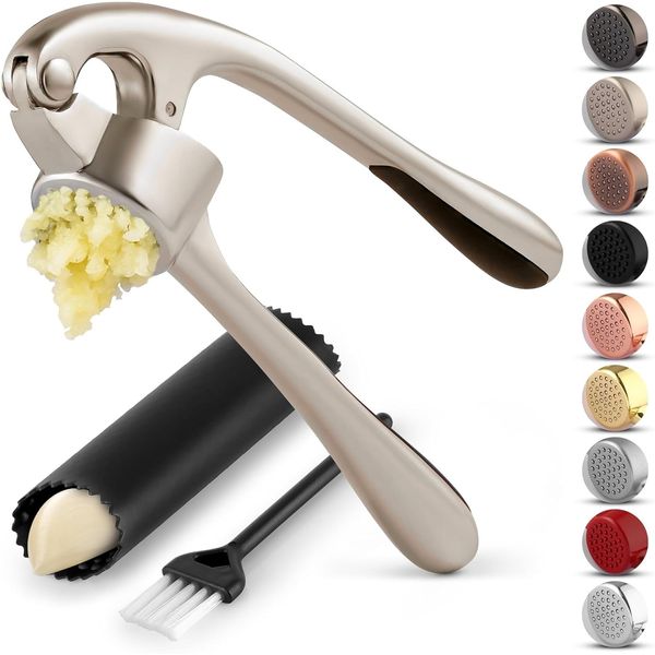 Premium Garlic Press Set – Rust-Proof, Dishwasher Safe Mincer with Peeler