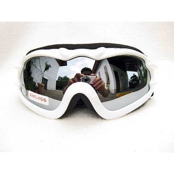 Alpland Skibrille Snowboardbrille Weiss - Silver LENS!