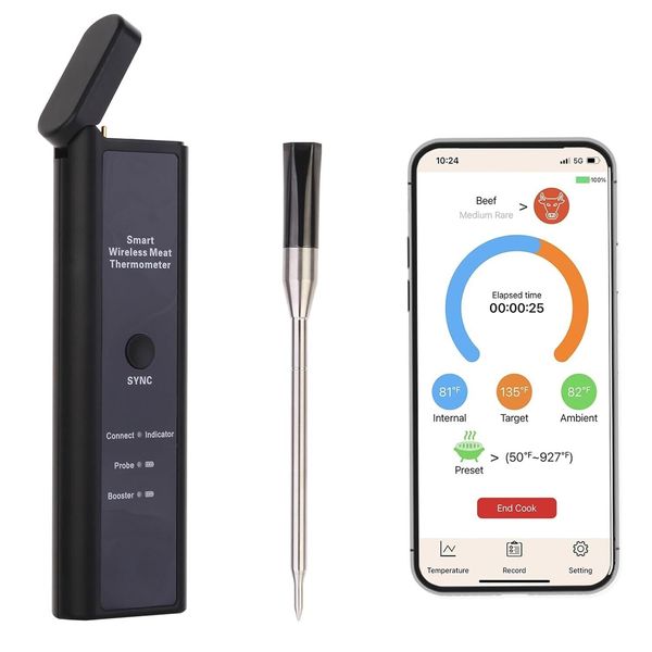 493FT Long Range Wireless Meat Thermometer with Bluetooth Smart APP Control