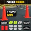 Traffic Cones 6 Pack – 28 Inches, Reflective Strips for Nighttime, Resistant PVC