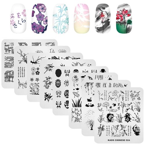 KAD Nail Stamping Plates 8pcs Templates Nail Art Plates set Chinese Style Series