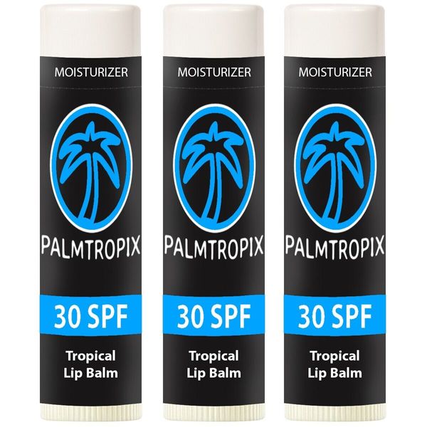 PALMTROPIX SPF 30 Sunscreen Lip Balm, Tropical (3 pack)