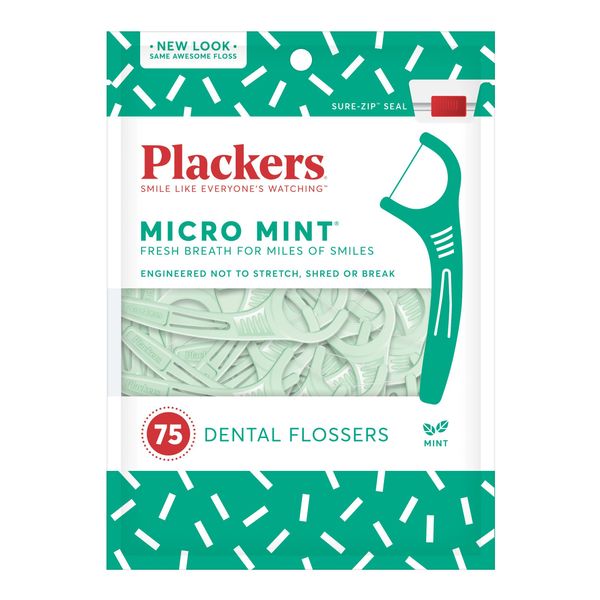 Plackers, Micro Mint, Dental Flossers, Mint, 75 Count