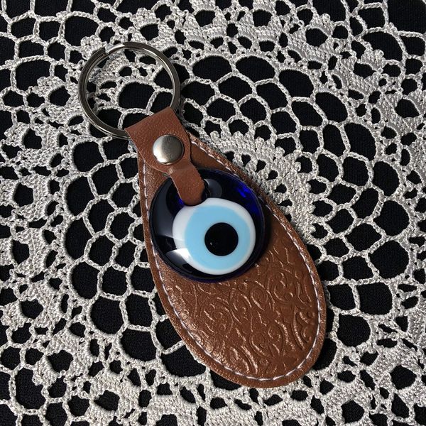 Amulet Amulet ★ Nazar Bonjou ★ Leather Key Ring 【Brown】