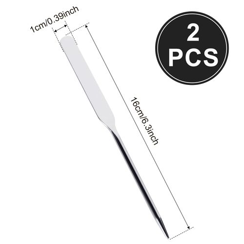 2pcs Metal Spatula Makeup Tool, Beauty Liquid Foundation Spatula Stainless Steel Cosmetics Mixer Reusable Long Makeup Depotting Spatula Professional Metal Cosmetic Spatula
