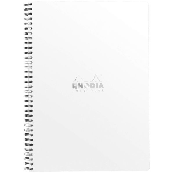 RHODIA 193101C - Spiral Notebook (Full Bound) White Notebook - A4+ - Ruled - 160 Detachable Pages - Clairefontaine Paper 80 g/m - Soft and Resistant Coated Card Cover - Classic