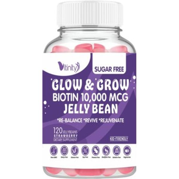 (120 Chews) VITINITY Glow & Grow Biotin 10000 Mcg  Jelly Beans