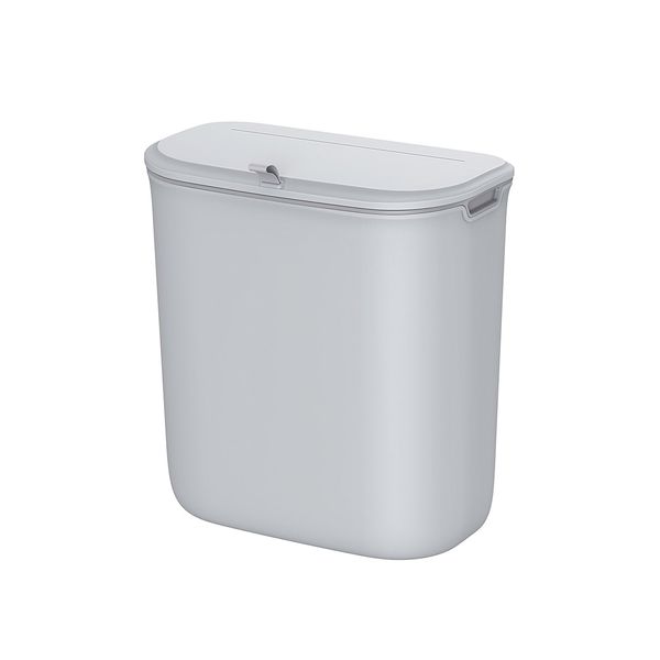 SONGMICS Trash Can, 2.4 Gallon Kitchen Compost Bin, Garbage Can for Kitchen, Kitchen Trash Can with Lid, Hanging, Wall Mounted Trash Can, for Cupboard, Bathroom, Under Sink, Gray ULTB820G9