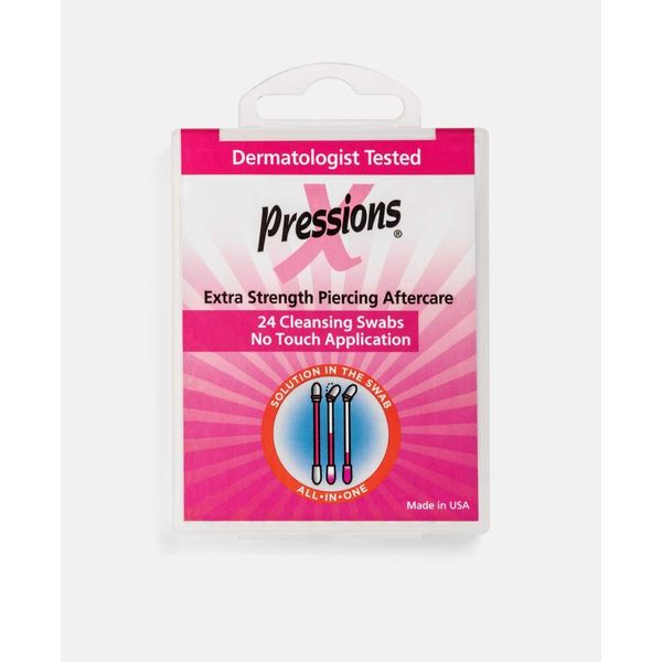 Tattoo Goo X-Pressions Extra Strength Piercing Aftercare Swabs, Antiseptic Swabs for Oral and Dermal Piercings, Sodium and Alcohol-Free - 24 Swabs