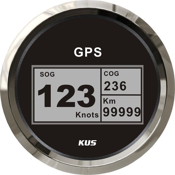 KUS Wasserdichter Geschwindigkeitsmesser, GPS, digital, mit Hintergrundbeleuchtung für Boot, Yacht, 85 mm, 9 – 32 V (schwarz)