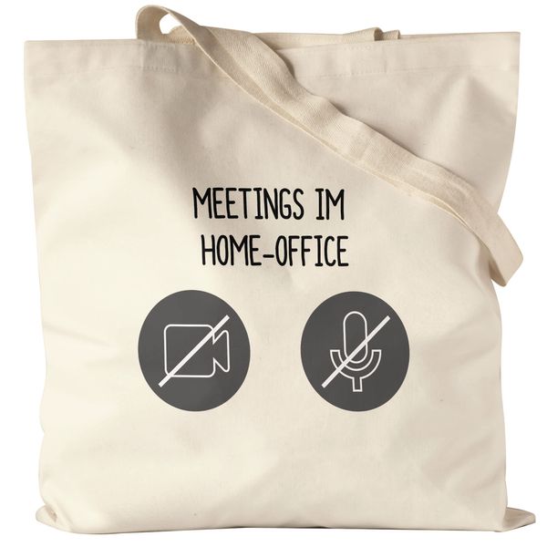 Hey!Print Meetings Im Home-Office Jutebeutel Stoffbeutel Meetings Homeoffice Internet Mikro Sound Heimarbeit Internet Laptop Videokonferenz