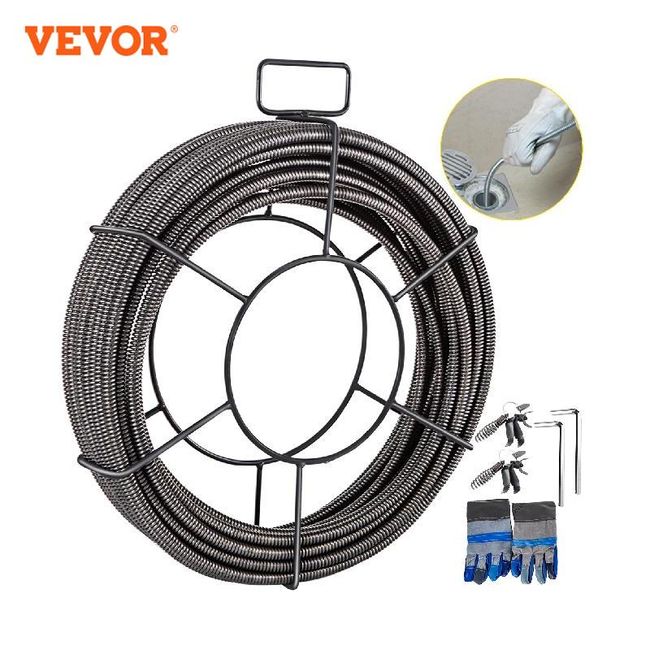 VEVOR Electric Drain Auger Pipe Cleaner Unblocker Plunger Tool Sink Sewer  Snake Cleaning Machine Set 50FT