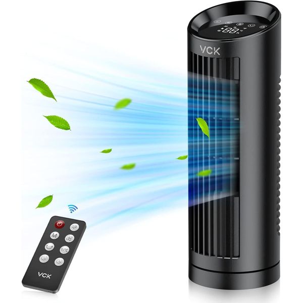 VCK Tower Fan, 80° Oscillating Fan with Remote Control, 13'' Portable black