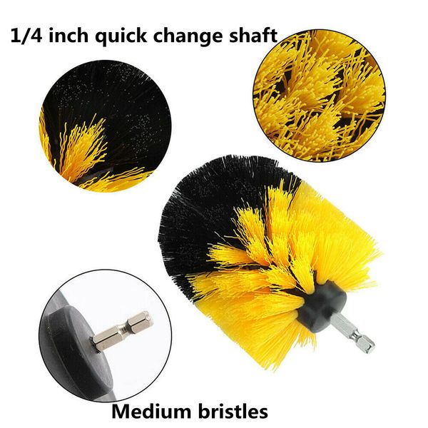 Power Scrubber Brush, Yefun 3Pcs/Set Multipurpose Scrubbing Drill Brush Attachment Kit & Cleaner for Cleaning Bathrooms, Tile, Grout, Boats