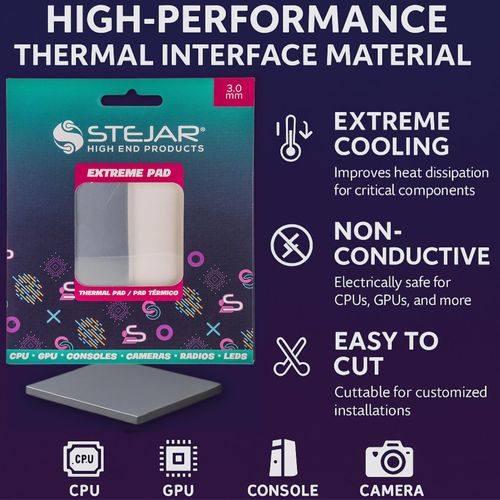 Stejar Thermal Pad 95 x 45 x 3 mm – 12.8 W/mK High Performance Thermal Interface for CPU, GPU, PS5, Xbox, ICS, LEDs, Cameras – Easy to Cut, Non-Conductive, Extreme Cooling