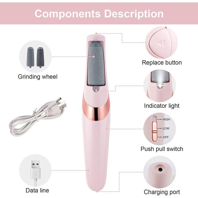 Electric Foot File Callus Remover Professional 2-Speed